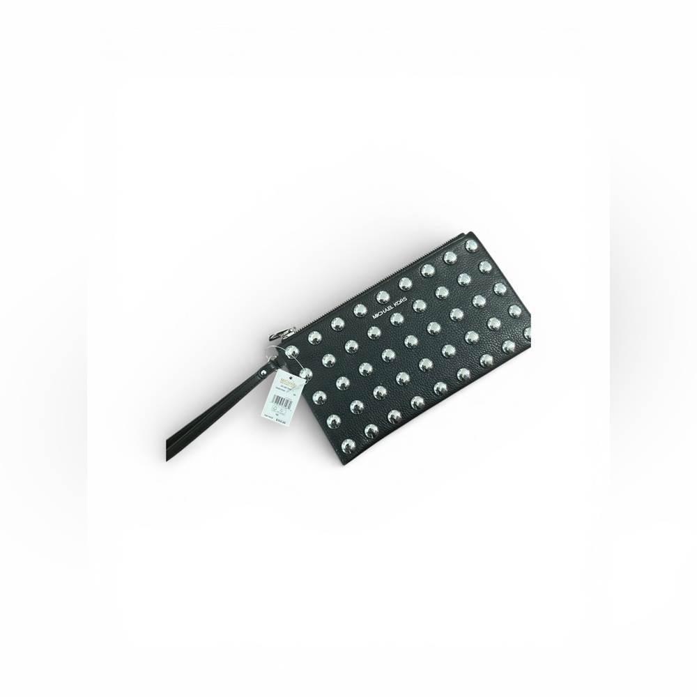 Michael Kors Jetset Studded Pouch NWT - Black 10”w x 5.5h - Picture 4 of 4